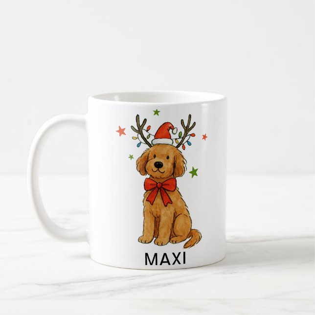 Mug Golden Retriever Dog Festive Christmas (Gauche)