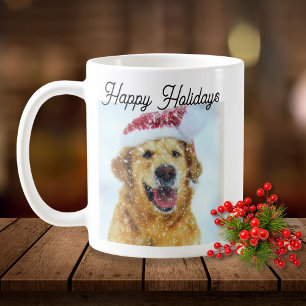 Mug Golden Retriever Dog portant le chapeau de Noël Sa