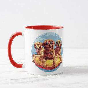 Mug Golden Retriever Dogs - Flottes de la piscine d'ét