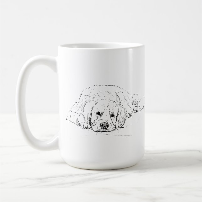 Mug Golden Retriever endormi, Dessin de chien (Gauche)