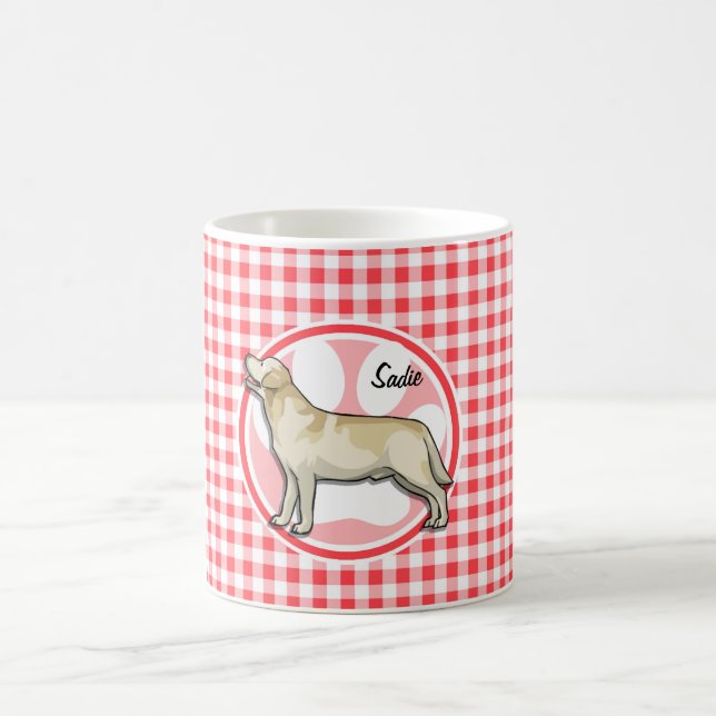 Mug Golden retriever ; Guingan rouge et blanc (Centre)