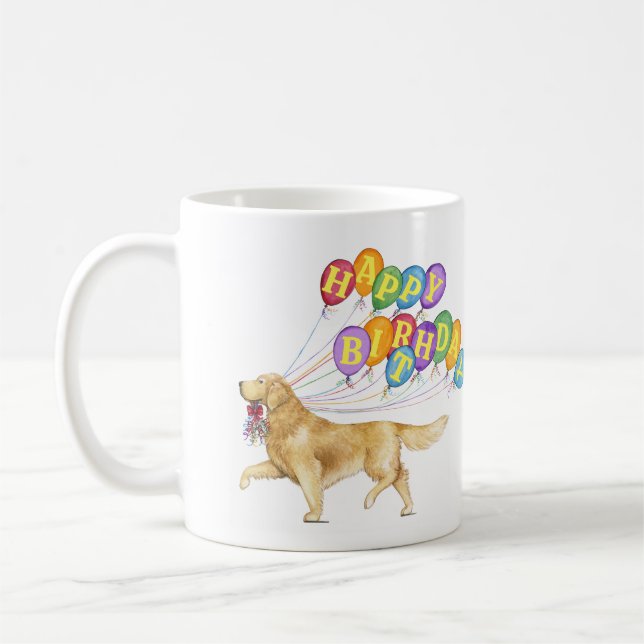 Mug Golden Retriever Joyeux anniversaire (Gauche)