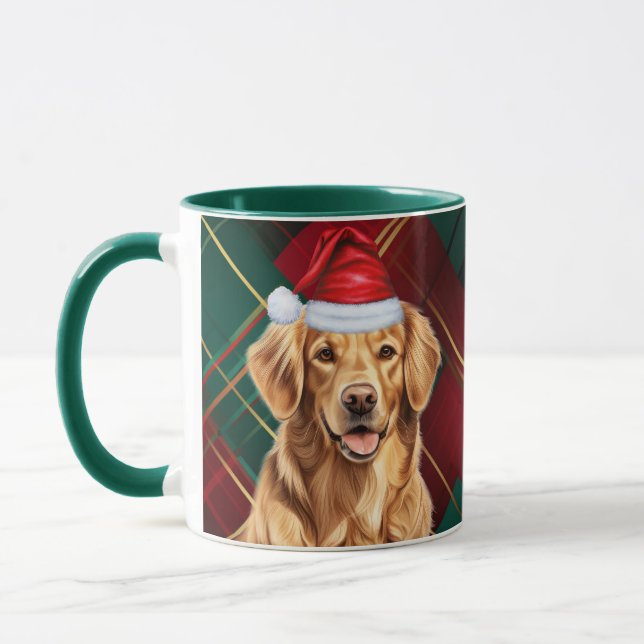 Mug Golden Retriever Lover Holiday Plaid Noël (Gauche)