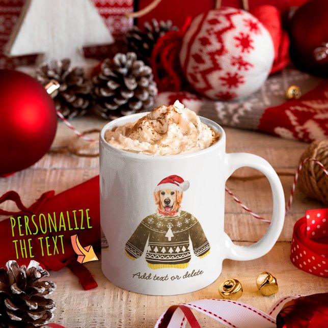 Mug Golden Retriever Noël portant un pull moche Chien (Créateur téléchargé)
