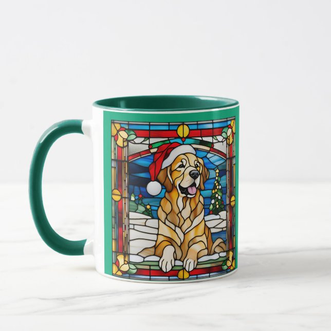 Mug Golden Retriever Noël Vitrail (Gauche)