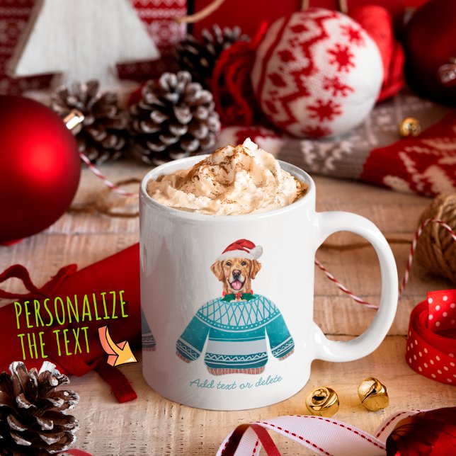 Mug Golden Retriever portant un pull moche amateur de  (Créateur téléchargé)