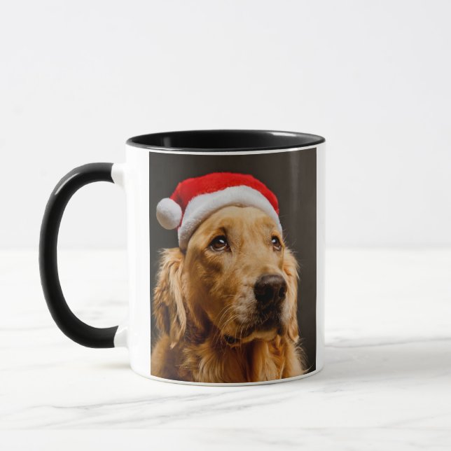 Mug Golden retriever posant pour son Noël (Gauche)