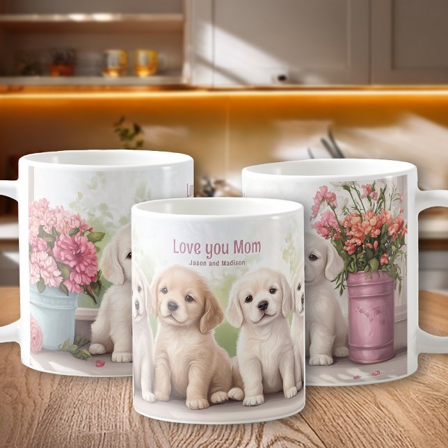 Mug Golden Retriever Puppies Love You Maman Fête des m (Golden Retriever Puppies Love You Mom Mother's Day Coffee Mug)