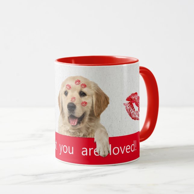 Mug Golden Retriever rouge à lèvres (Devant droit)