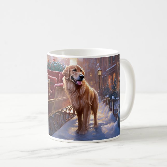 Mug Golden Retriever Saison de Noël Festive (Devant droit)