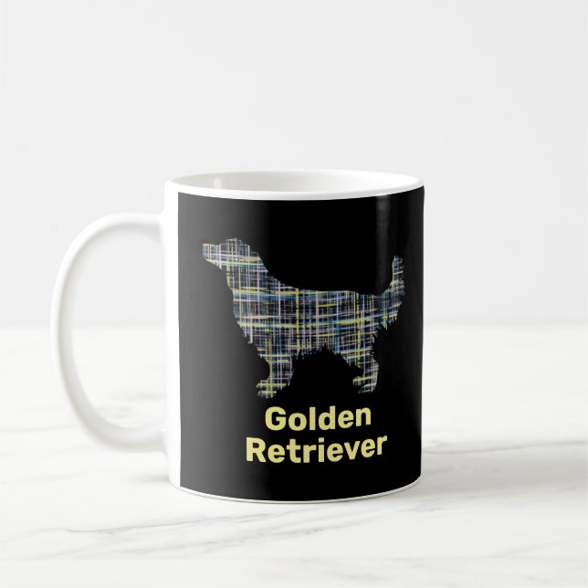 Mug Golden Retriever Silhouette Jaune&Grille noire (Gauche)