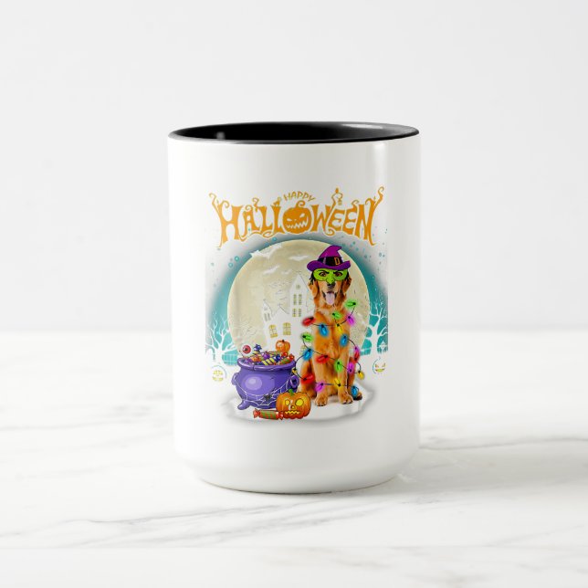 Mug Golden Retriever Witch Costumes  Halloween Lights (Centre)