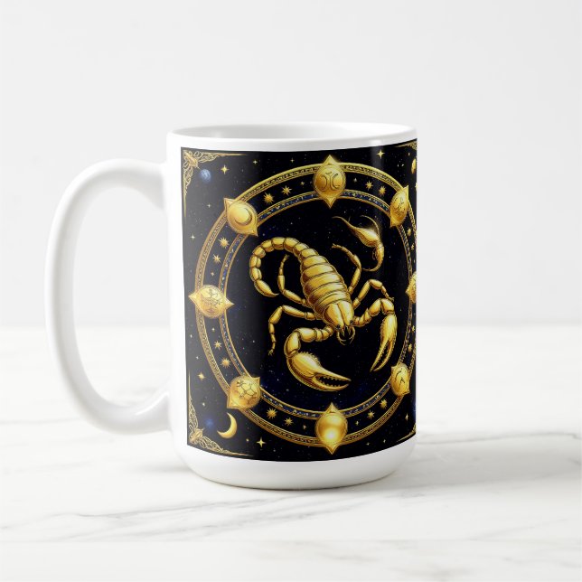 Mug Golden Scorpion Zodiac Design avec Ornamens (Gauche)
