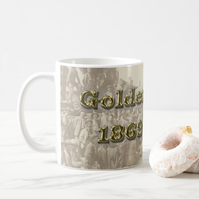 Mug Golden Spike Transcontinental Railroad Sesquincent (Avec donut)