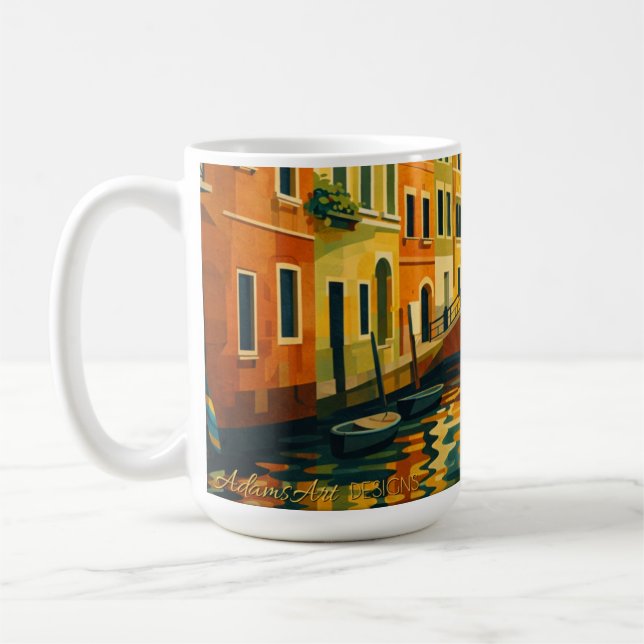 Mug Golden Venice Canal Bridge Sunset Illustration (Gauche)