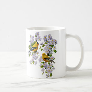 Mug Goldfinch Oiseaux & Fleurs U-Pick Couleur Arrière 