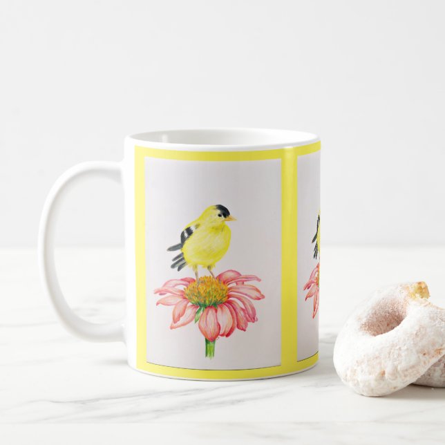 Mug Goldfinch sur Coneflower (Avec donut)