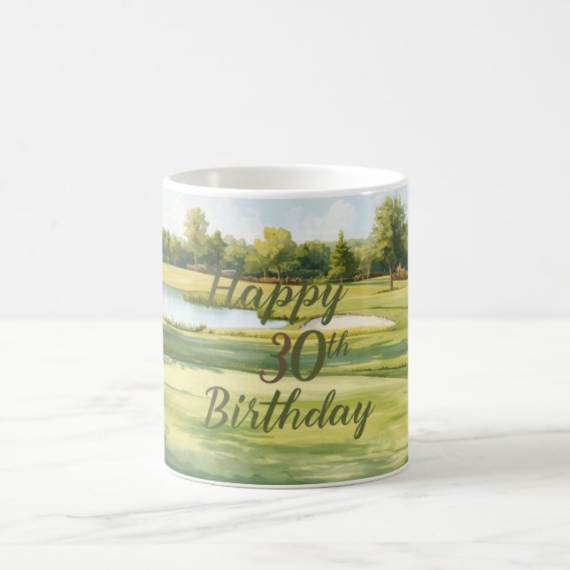 Mug Golf 30e anniversaire avec chariot de golf sur le  (Centre)