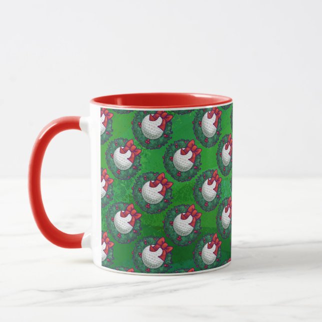 Mug Golf Ball Christmas Wreath Motif sur Green (Gauche)