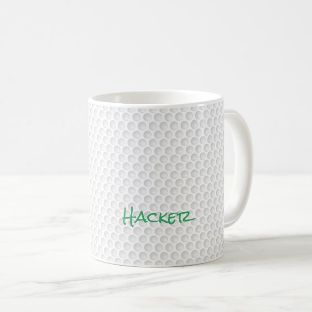Mug Golf Ball Dimples NOM Golfing Hacker Fun (Devant droit)
