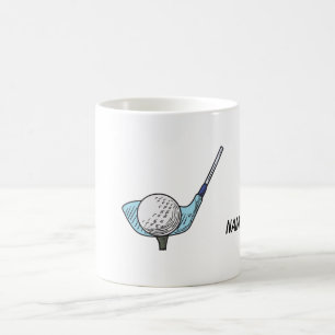 Mug Golf club avec balle de golf sur tee avec nom de g