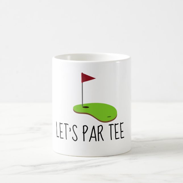 Mug Golf Let’s Par avec drapeau de golf sur vert blanc (Centre)