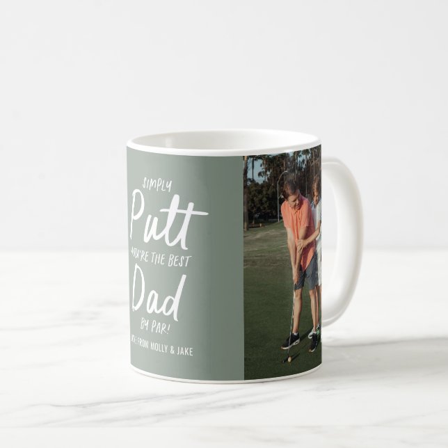 Mug Golf papa moderne kaki vert typographie drôle phot (Devant droit)