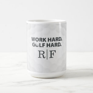 Mug Golf Travail Dur Monogramme Initial Style Rétro
