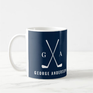 Mug Golf typographie moderne monogramme initial bleu m