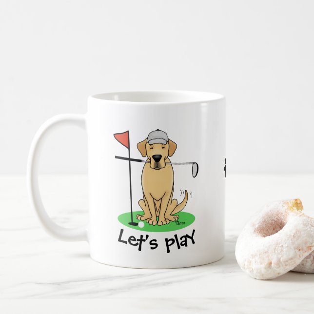 Mug Golf Yellow Labrador Retriever (yaourt 3) Chien -  (Avec donut)