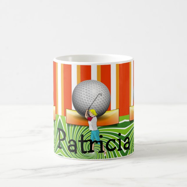 Mug Golfeur Balles de Golf à Rayure Orange (Centre)