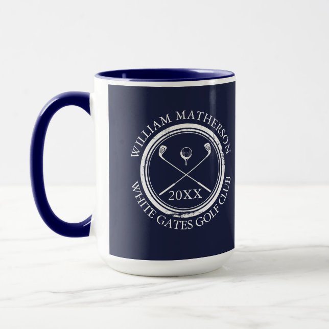 Mug Golfeur et nom du club Date Marine Blue (Gauche)