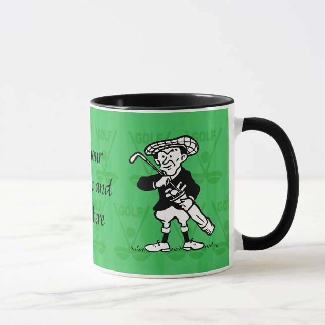 Mug Golfeur personnalisé de bande dessinée de golf (Droite)