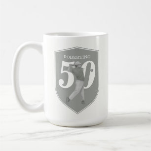 Mug Golfeur Préparé Vintage Gris Blanc 50e Anniversair