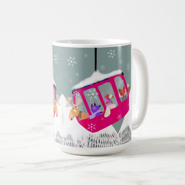Mug Gondole Animaux Mignons de Ski (Devant droit)