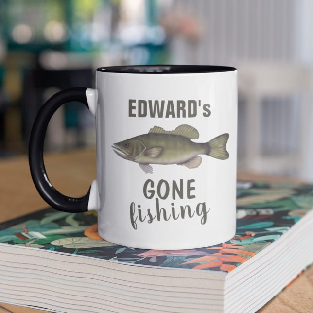 Mug Gone Fishing Basse Poisson Moderne Pêcheur Cute (Créateur téléchargé)