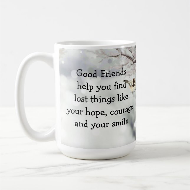 Mug Good Friends Friendship Citation mignonne Oiseau A (Gauche)