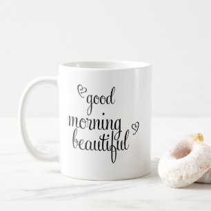 Mug Good Morning Belle typographie avec coeur