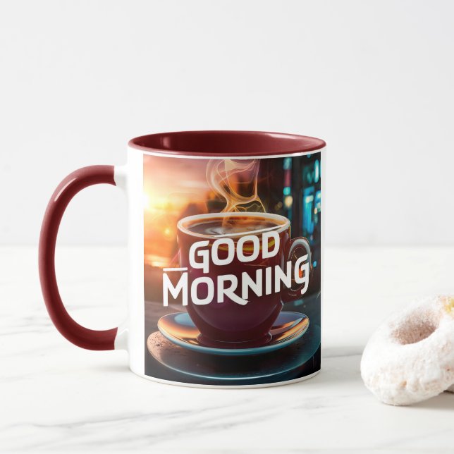 Mug Good Morning Coffee Art #8 (Avec donut)