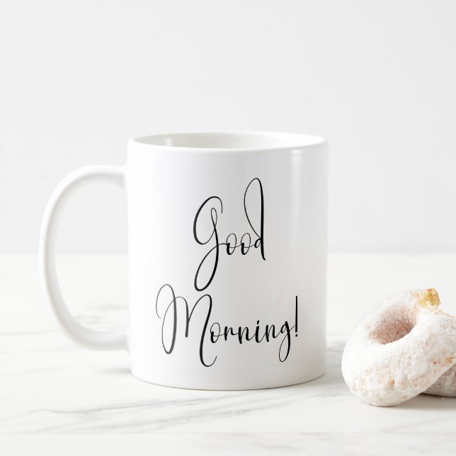 Mug "Good Morning" Typographie noire simple (Avec donut)