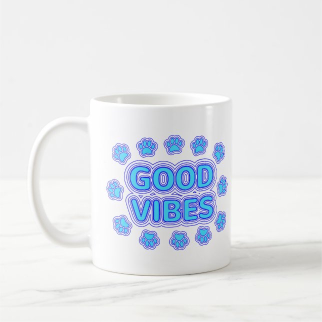 Mug Good Vibes Empreintes de pattes de chiens caricatu (Gauche)