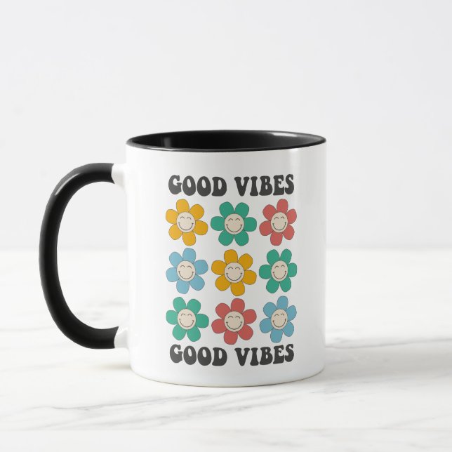 Mug Good Vibes Fleurs marguerites colorées (Gauche)