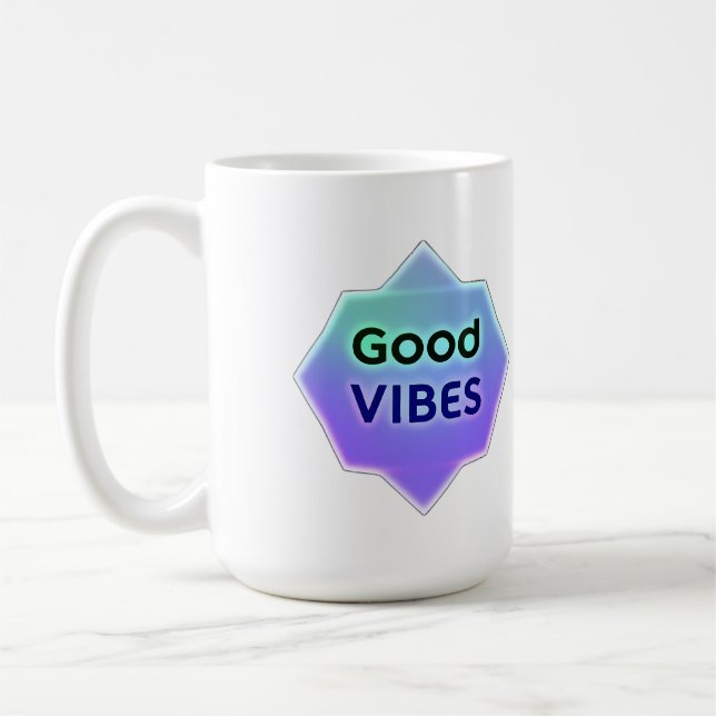 Mug "Good Vibes" Text on Gradient Star Shape (Gauche)