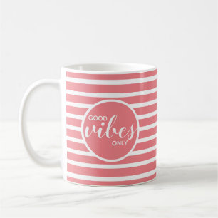 Mug Good Vibes Uniquement Coral Joli Citation Moderne