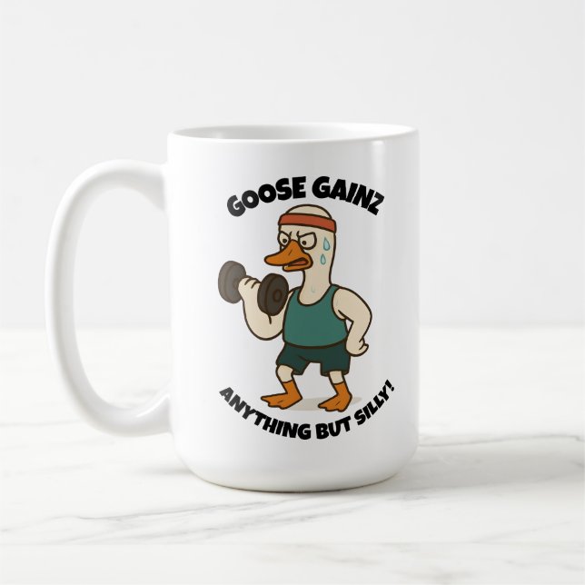 Mug Goose Gainz – Conception de séance de gym drôle de (Gauche)