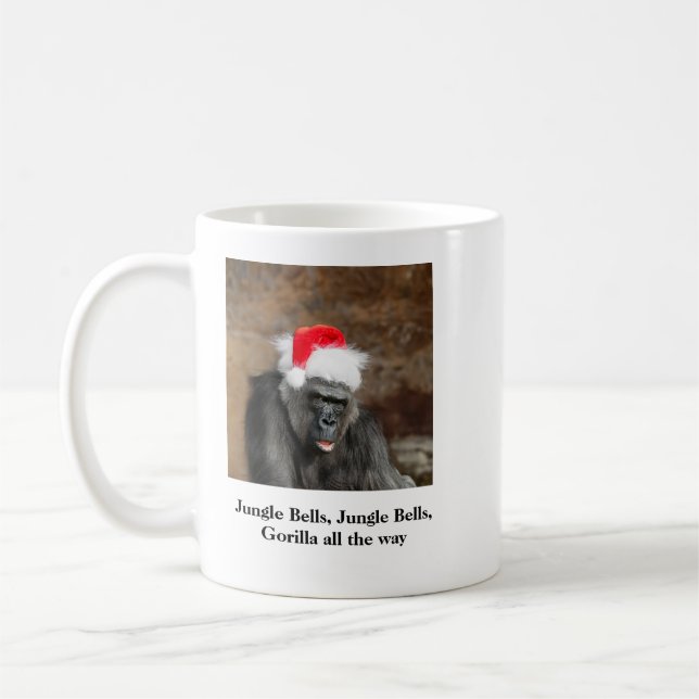 Mug Gorilla Biddy dans un Casquette de Noël festif (Gauche)