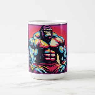 Mug Gorilla Bodybuilder Poids Lifter Pop Art Cartoon