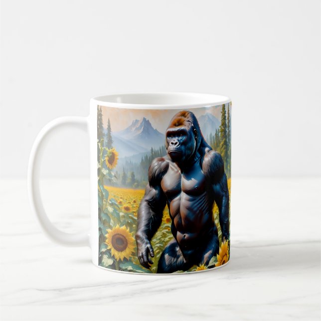 Mug Gorille Ape Dans Un Champ De Tournesol (Gauche)