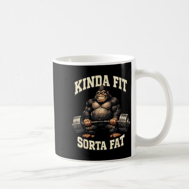 Mug Gorille de gym drôle_ Assez en forme Un peu gros (Droite)