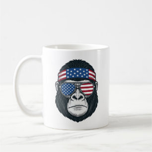 Mug Gorille Patriotique Gravure Vintage Vecteur_1